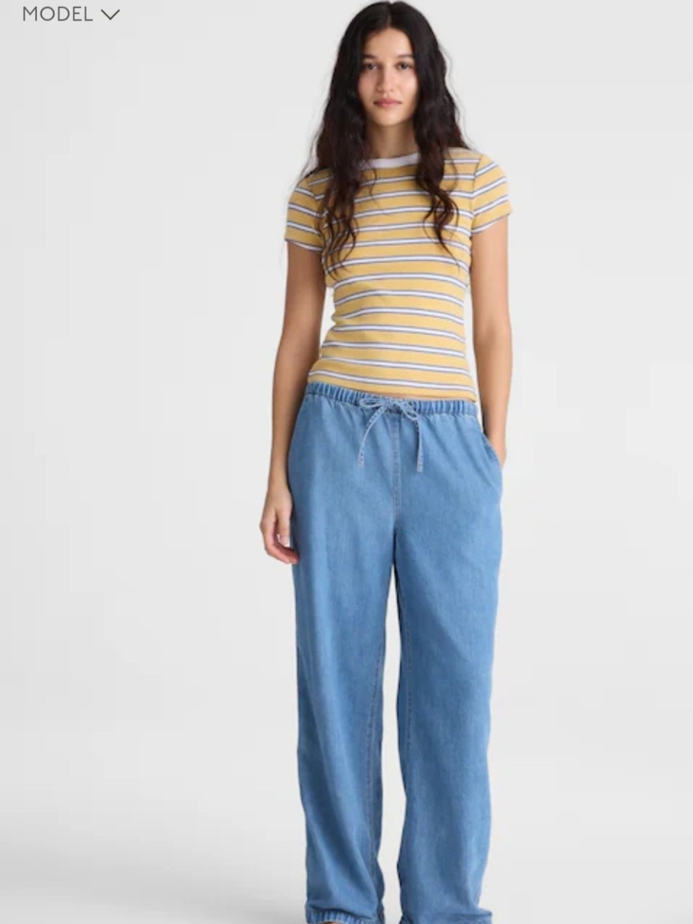 Madewell NWT pull On Jeans In AIRY Denim With Drawstring.
